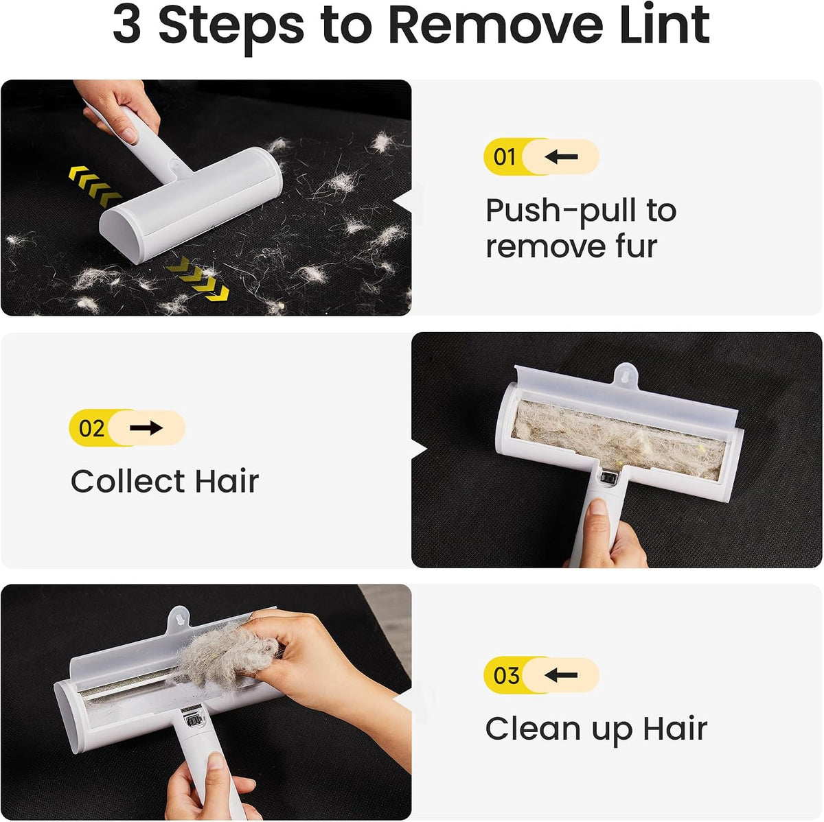 Pet Hair Removal Tool and Lint Roller Value Set, Sticky Lint Remover